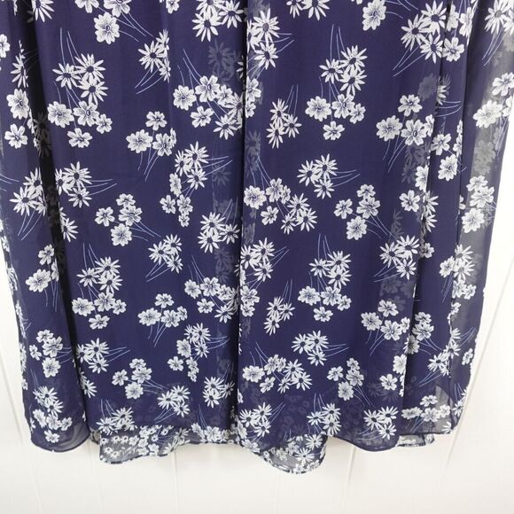 Jessica Howard Womens Plus Blue Floral Ruched Shift Dress Size 22W - Picture 8 of 11